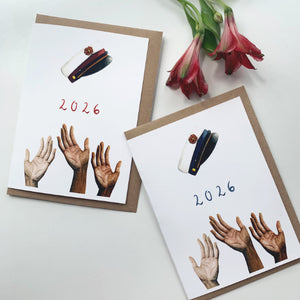 Greeting Card - Graduation 2026 - Danish Graduation Hat Multiple Hands