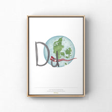 Load image into Gallery viewer, Annanasi Alphabet Print - D for Denmark/Dannebrog - A5