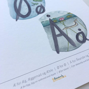 Annanasi Alphabet Print - Æ Ø Å Danish Letters - A5