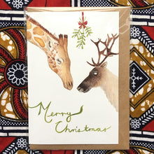 Load image into Gallery viewer, Annanasi Greeting Card - Christmas - Giraffe and Reindeer