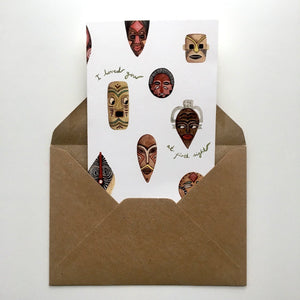 Annanasi Greeting Card - Valentines Day - Masks in Love