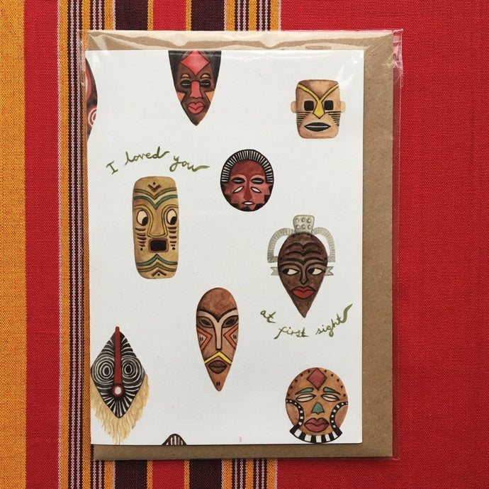 Annanasi Greeting Card - Valentines Day - Masks in Love