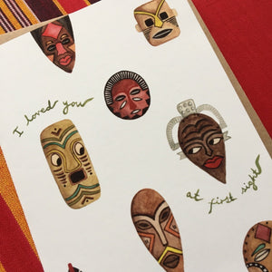 Annanasi Greeting Card - Valentines Day - Masks in Love