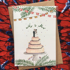 Annanasi Greeting Card - Wedding - Mr & Mrs on Cake *Personalised