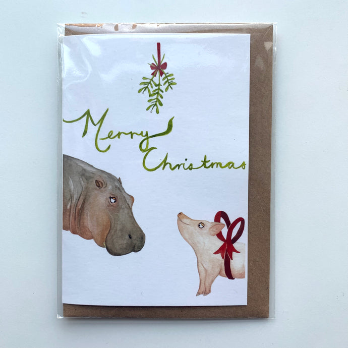 Greeting Card - Christmas - Hippo and Pig ENGLISH