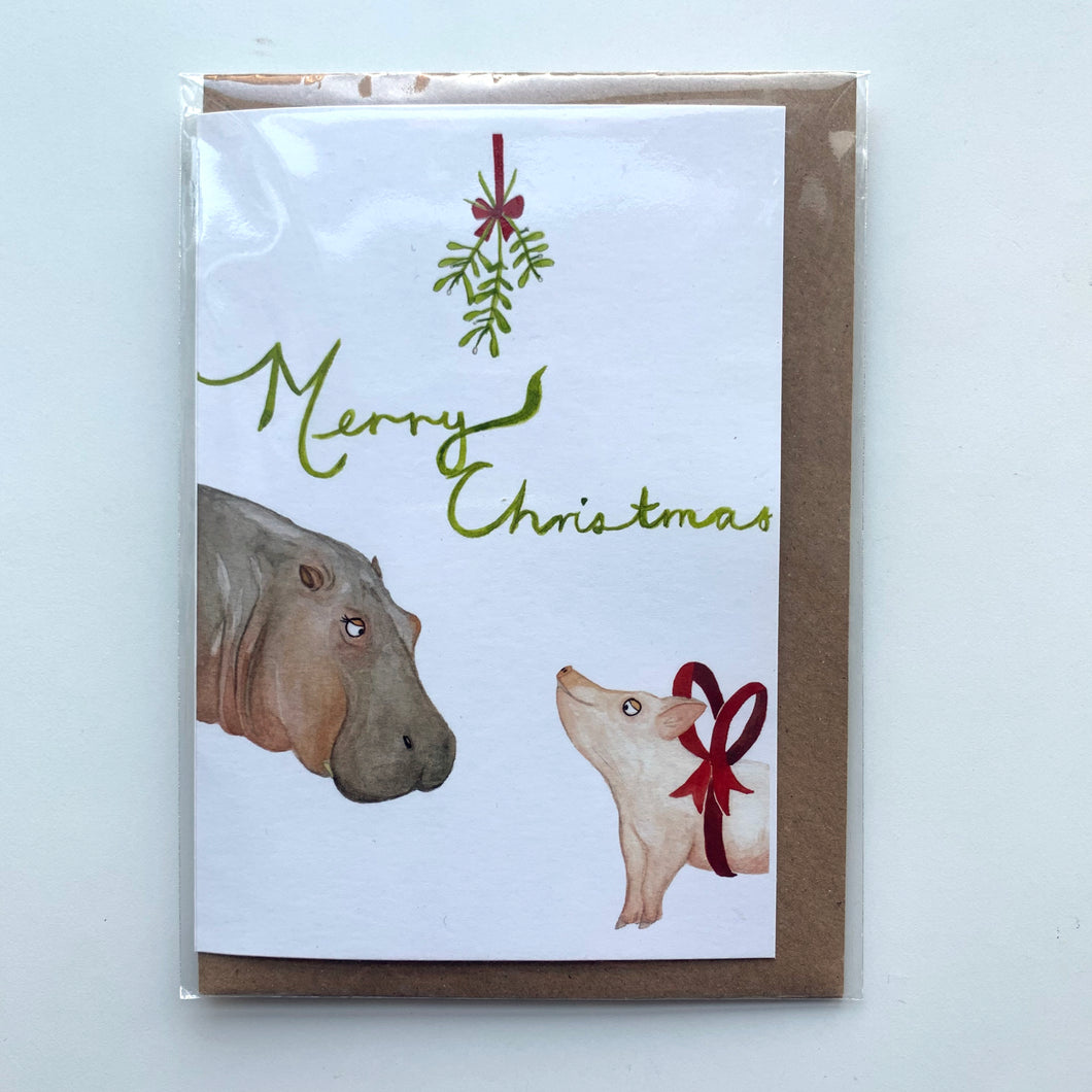 Greeting Card - Christmas - Hippo and Pig ENGLISH