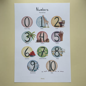 Annanasi Numbers of Africa - Poster in Custom Language - A3